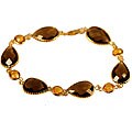 14k Yellow Gold Smokey Quartz and Citrine Bracelet