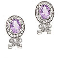 Sterling Silver Rose de France and White Topaz Earrings
