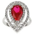 Sterling Silver Created Ruby and White Topaz Ring