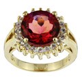 18k Gold over Sterling Silver Created Quartz/ White Topaz Ring