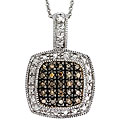 Sterling Silver 1/3ct TDW Brown Diamond Square Necklace