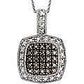 Sterling Silver 1/4 TDW Brown Diamond Square Necklace