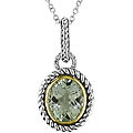 Silver and 14k Gold Green Amethyst Pendant