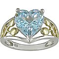 Silver and 14k Yellow Gold Blue Topaz Ring