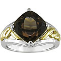Silver and 14k Yellow Gold Smokey Quartz Ring