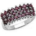 Sterling Silver Genuine Ruby Cluster Ring (Size 7)