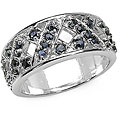 Sterling Silver Genuine Sapphire Criss-cross Ring (Size 7)