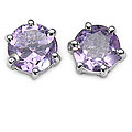 Sterling Silver Genuine Amethyst Stud Earrings
