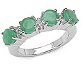 Sterling Silver Emerald and White Topaz Ring (Size 7)