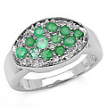 Sterling Silver Emerald Cluster Ring (Size 7)