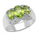 Sterling Silver Peridot 3-stone Ring (Size 7)