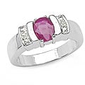 Sterling Silver Ruby and White Topaz Ring (Size 7)