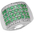 Sterling Silver Emerald 4-row Ring (Size 7)