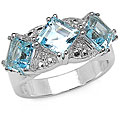 Sterling Silver Blue Topaz and White Topaz Ring (Size 7)