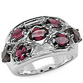 Sterling Silver Rhodolite Oval Ring (Size 7)