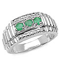 Sterling Silver Three-stone Emerald Ring