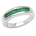 Sterling Silver Genuine Emerald Rounds Ring