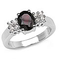 Silver Genuine Garnet and White Topaz Ring (Size 7)