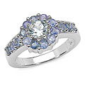 Sterling Silver Aquamarine and Blue Sapphire Ring (Size 7)