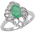 Sterling Silver Genuine Emerald Oval Ring (Size 7)
