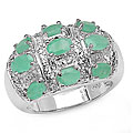 Sterling Silver Genuine Emerald Oval Ring (Size 7)