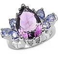 Sterling Silver Amethyst and Tanzanite Ring