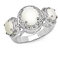 Sterling Silver Genuine Opal 3-stone Ring (Size 7)