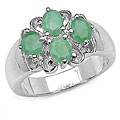 Sterling Silver Genuine Emerald Ring
