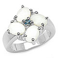 Sterling Silver Opal and London Blue Topaz Ring