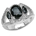 Sterling Silver Genuine Sapphire and White Topaz Ring