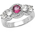 Sterling Silver Rhodolite and White Quartz Ring (Size 7)