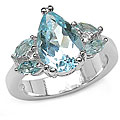 Sterling Silver Blue and White Topaz Ring