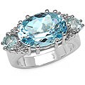 Sterling Silver Blue and White Topaz Ring