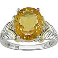 Sterling Silver and 14k Yellow Gold Diamond and Citrine Ring