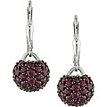 Sterling Silver Pink Ruby Ball Earrings