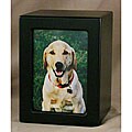 Black Satin Medium Pet Photo Urn - For pets up to 85 lbs