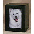 Black Satin Medium Photo Pet Urn - For pets up to 40 lbs