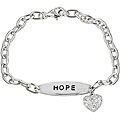 Sterling Silver CZ Heart 'Hope' ID Bracelet