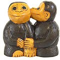 Hand-carved Acacia Wood Love Monkeys Statue