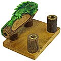 Hand-carved Green Iguana Pen and Card Holder