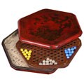 Hand-painted Red Leather Checkers Set
