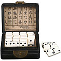 Hand-painted Black Leather Dominoes Case
