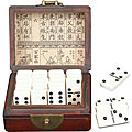 Hand-painted Red Leather Dominoes Case