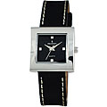 Peugeot Women's Square Black Leather Watch