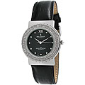 Peugeot Women's Crystal Bezel Black Strap Watch