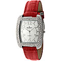 Peugeot Women's Crystal Bezel Red Strap Watch