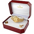 Peugeot Men's Goldtone Crystal Accent Watch Gift Set