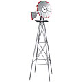 Heavy-duty 8-foot Silver and Red Wind Mill