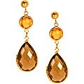 14k Gold Smokey Quartz and Citrine Earrings