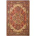 Hand-tufted Red Navy Heriz Wool Rug (9'6 x 13')